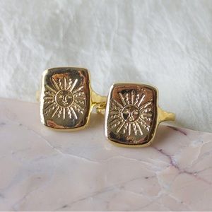 DEA DIA SUN TAROT RING SIZE 8, gold plated